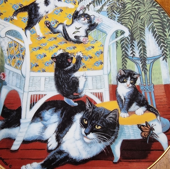 Hamilton 1988 Cat Plate "Just For The Fern Of It" Country Kitties - Picture 2 of 6